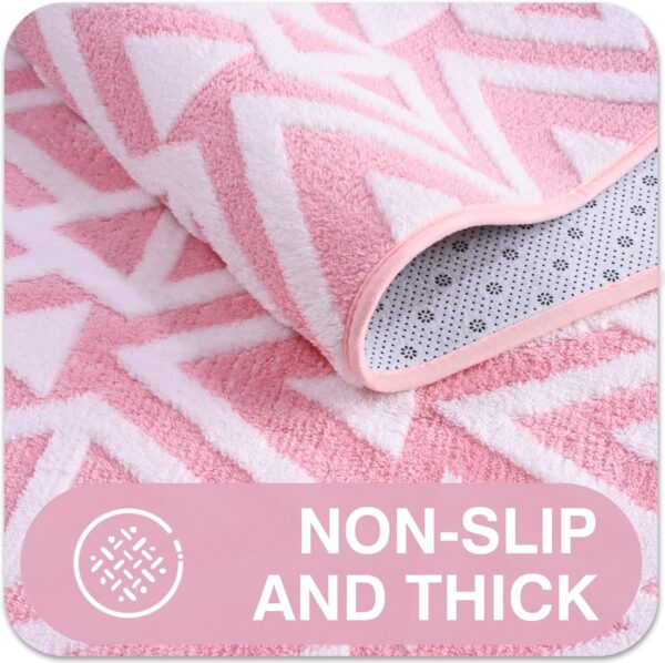 Ompaa Ultra Soft Shaggy Rugs Memory Foam Bedroom Carpet, Pink 6 x 9 Feet, Plush Geometric Textured Area Rugs for Living Room Couch Dorm Bedside Kids Girls Teens Room Nursery Decor Floor Mat - Image 4