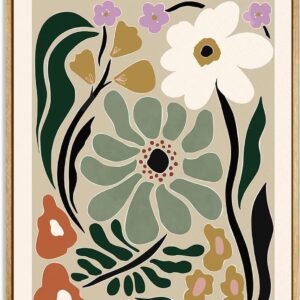 Zzuyi Flower Market Print Botanical Decor Flower Print Vintage Flower Prints Wall Art for Living Room, Bed Room, Office Home Decoration- 12"x16" Natural Framed