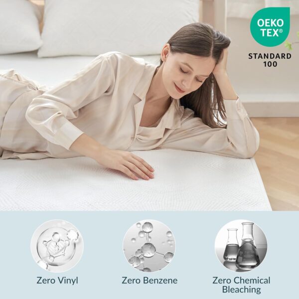 Tina's Home Waterproof Mattress Protector Full Size - Cooling Mattress Cover 3D Air Fabric Noiseless Bed Cover - Pad Protectors Fitted with Deep Pocket 8"- 21" Machine Washable,Light Grey - Image 4
