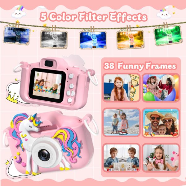 Kids Camera Toys for 3-12 Year Old Girls Boys,Children Digital Video Camcorder Camera, Upgrade Kids Selfie Camera, HD Kids Digital Video Cameras for Toddler with Cartoon Soft Silicone Cover - Image 6
