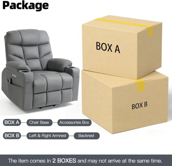 Lift Chairs Recliners for Elderly with Massage and Heating Function & Dust-Proof Mat, Power Lift Recliner Chair Sofa with USB and Type-C Ports, Extended Footrest, and 2 Cup Holders, Grey - Image 7