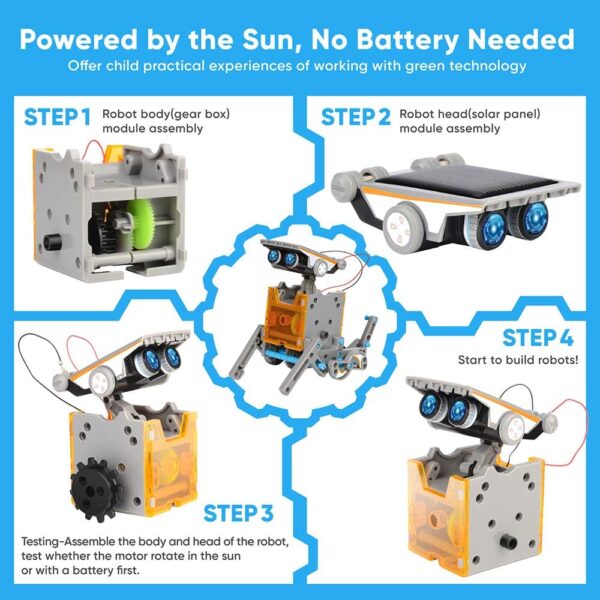 Sillbird STEM 12-in-1 Education Solar Robot Toys for Boys Ages 8-13, DIY Building Science Experiment Kit Birthday Gifts for Kids 8 9 10 11 12 13 Years Old, Solar Powered by The Sun - Image 3