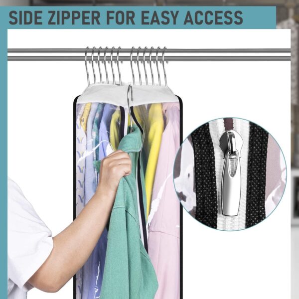 MISSLO 10" Gusseted All Clear Garment Bags for Hanging Clothes 60" Dress Bags for Gowns Long Hanging Clothes Bag for Closet Dress Cover for Coats, 3 Packs - Image 4