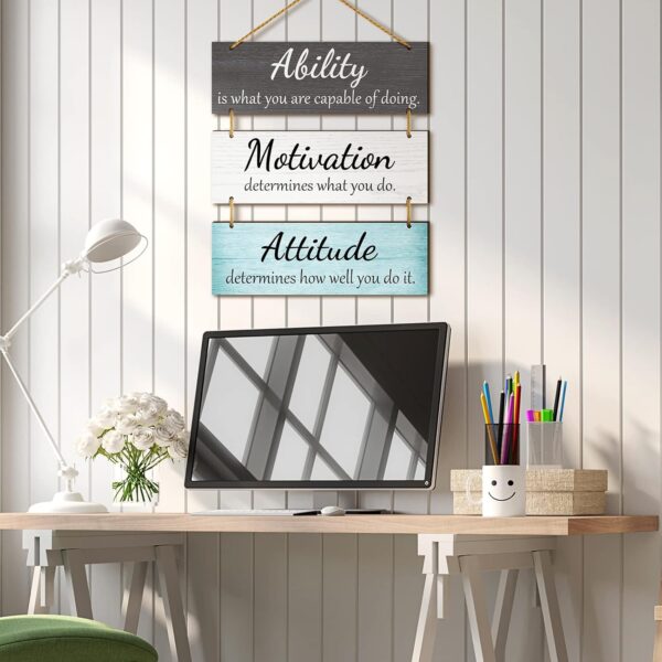 Jetec Office Wall Decor Inspirational Rustic Wall Decor Office Decor Motivational Wall Plaques with Sayings Wooden Wall Hangings Ability Sign Bathroom Decor for Home Office Wall Art (Fresh Color) - Image 5