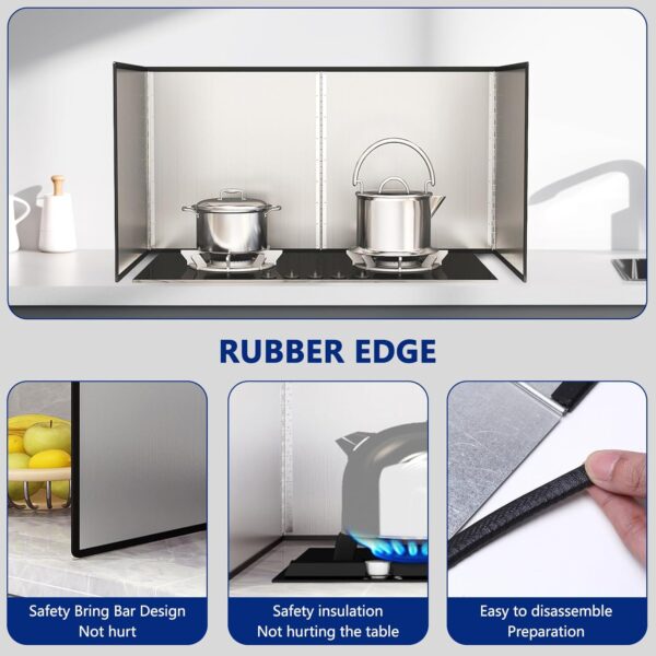 4 Sided Grease Splatter Guard Foldable Splatter Guard for Stove Stainless Steel Oil Splatter Screens Backsplash for Wall Gas Range Frying Pan Camping(Size:11.8×31.5×15.7inches) - Image 5