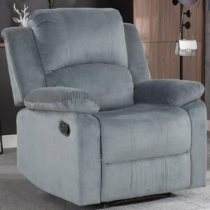 CANMOV Manual Recliner Chair, Soft Fabric Overstuffed Recliner Single Sofa Chair for Living Room, Heavy Duty and Safety Reclining Mechanism (Blue Grey)