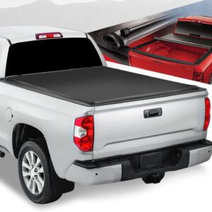 Auto Dynasty Roll-up Truck Bed Tonneau Cover Kit Compatible with Toyota Tundra 6.5Ft Fleetside Short Bed 2007-2021, Matte Black Vinyl Soft Top