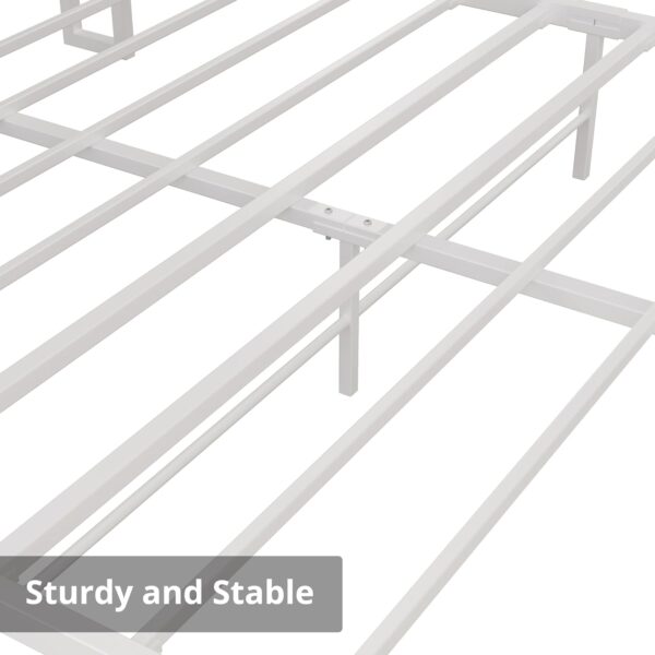 LIKIMIO Queen Bed Frame, Platform Bed Frame with 2-Tier Storage Headboard and Strong Support Legs, More Sturdy, Noise-Free, No Box Spring Needed, White and Log - Image 6