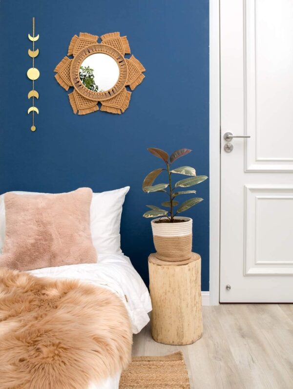 Mkono Moon Phase Wall Hanging Metal Boho Home Decor Vertical Chic Moon Garland for Dorm Nursery Bedroom Living Room Apartment Office, Decorative Wall Art Gift for Girls Mom, Gold - Image 3