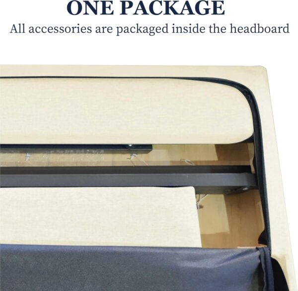 Queen Bed Frame, Platform Beds with Upholstered Headboard, Mattress Foundation with Wooden Slats Support, Easy Assembly, Noise Free, No Box Spring Needed, Beige Velvet - Image 7