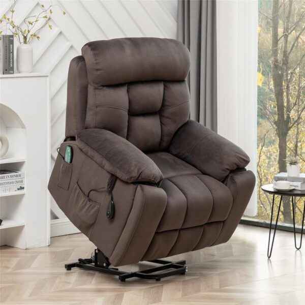 26in Extra Wide Recliner Chair for Big Man 400lbs, Oversized Power Lift Chair with Heat and Massage Hidden Cup Holder, Lift Recliner Chairs for Elderly (Dark Brown) - Image 7