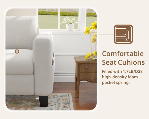 Sectional Sofa Couches for Living Room 78" L Shaped Sofas with Storage Ottoman Small 3 Seater Couch Velvet Fabric, Beige - Image 5