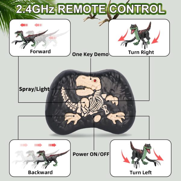 Remote Control Dinosaur Toys for Kids-Jurassic Therizinosaurus Toys 3-5, Walking Dinosaur Toys for Boys 4-7, RC Robot Dinosaur Toy with Mist Spray/Light, Christmas Stocking Stuffers for Kids - Image 5