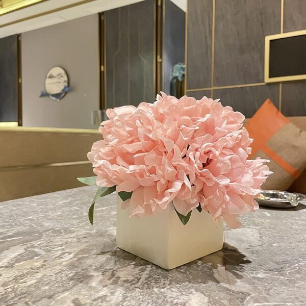 Artificial Flowers with Vase, Fake Peony Flowers in Vase,Faux Flower Arrangements for Home Decor - Image 3