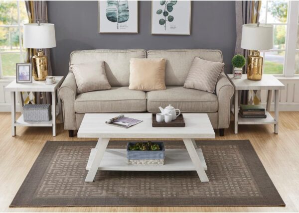 Roundhill Furniture Athens Contemporary Wood Shelf Coffee Table, Weathered Espresso - Image 3