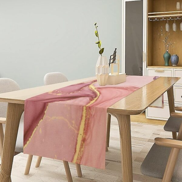 Decorative Table Runner 13 x 72 Inches,Set of 1 Elegant Cotton Linens Table Runner Decor for Kitchen,Dining Room,Coffee Table,Pink Gold Marble Texture - Image 6