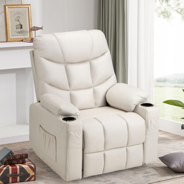 Esright Power Lift Recliner for Elderly, Electric Lift Chair with Heated Vibration Massage,Heavy Duty Electric Recliner with Side Pockets, USB Charge Port & Cup Holders, Cream Beige - Image 7