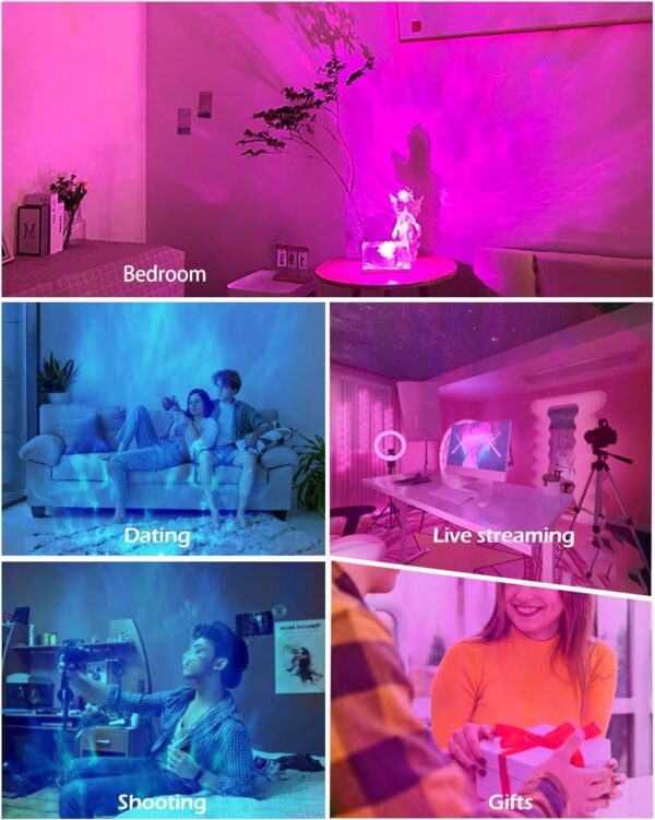 Ocean Wave Projector,16 Colors Night Light Lamp with Touch Control,Northern Lights Aurora Projector,3D Led Night Light,Light Projector for Kids Room/Bedroom/Room Decor - Image 5