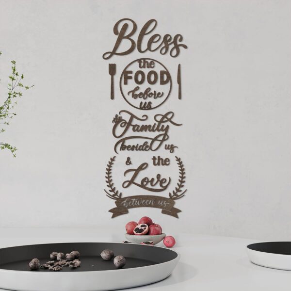 DecorSmart Wood Farmhouse Kitchen Wall Decor Decorations Wall Dining Room Wall Decor Kitchen Signs Quotes Bless The Food Modern Farmhouse Style 129 - Image 2