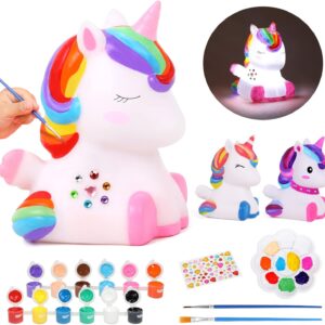 dededa Paint Your Own Unicorn Night Light Art Kit, Arts and Crafts for Kids Ages 4-8,Unicorns Gifts for Girls Painting Kit Unicorn Toys for Kids 4 5 6 7 8 9 10 11 12+ (1Pc Unicorn)
