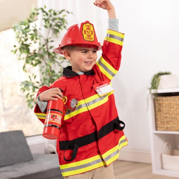 Melissa & Doug Fire Chief Role Play Costume Dress-Up Set Pretend Fire Fighter Outfit With Realistic Accessories, Firefighter Costume For Kids And Toddlers Ages 3+ - Image 7
