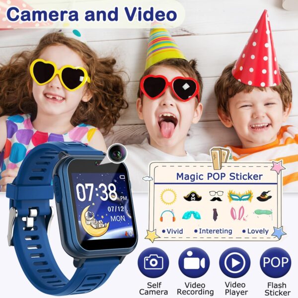 Kids Game Smart Watch for Kids with 24 Puzzle Games HD Touch Screen Camera Music Player Pedometer Alarm Clock Calculator Flashlight 12/24hr Kids Watches Gift for 4-12 Year Old Boys Toys for Kids - Image 4