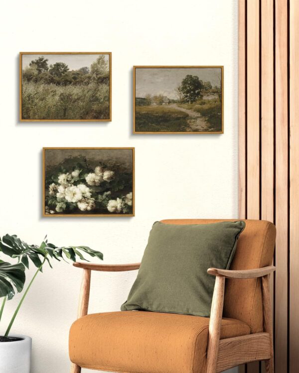 InSimSea Framed Canvas Wall Art Vintage Decor, Wall Art for Living Room Office Bedroom Decor, Vintage Countryside Road Wall Pictures, Painting for Bedroom Bathroom Wall Decor, 12"x16" - Image 2
