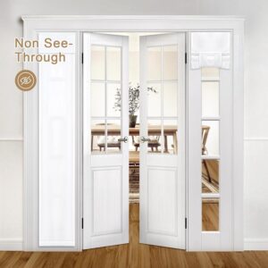 HOMEIDEAS Non-See-Through Sidelight Curtains for Front Door, Privacy Semi Sheer French Door Window Curtains, Light Filtering Tie Up Curtains for Small Door(1 Panel, White, W12X L68)