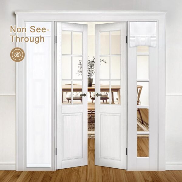 HOMEIDEAS Non-See-Through Sidelight Curtains for Front Door, Privacy Semi Sheer French Door Window Curtains, Light Filtering Tie Up Curtains for Small Door(1 Panel, White, W12X L68)