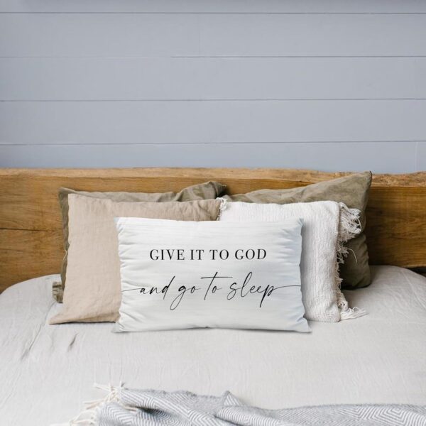 Knibeo Give It to God and Go to Sleep, Decorative Pillows Covers for Bed, Throw Pillows Cover for Bed,12x20 Pillow Cover,Decorative Bed Pillows for Bedroom Room(12x20, White) - Image 9