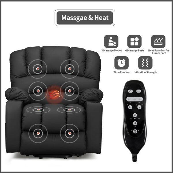 DURASPACE Power Lift Recliner Electric Lift Massage Recliner Chairs with Heat, Large Shell Faux Leather Backrest Lift Chair Recliners for Elderly, Seniors (Off White) - Image 4