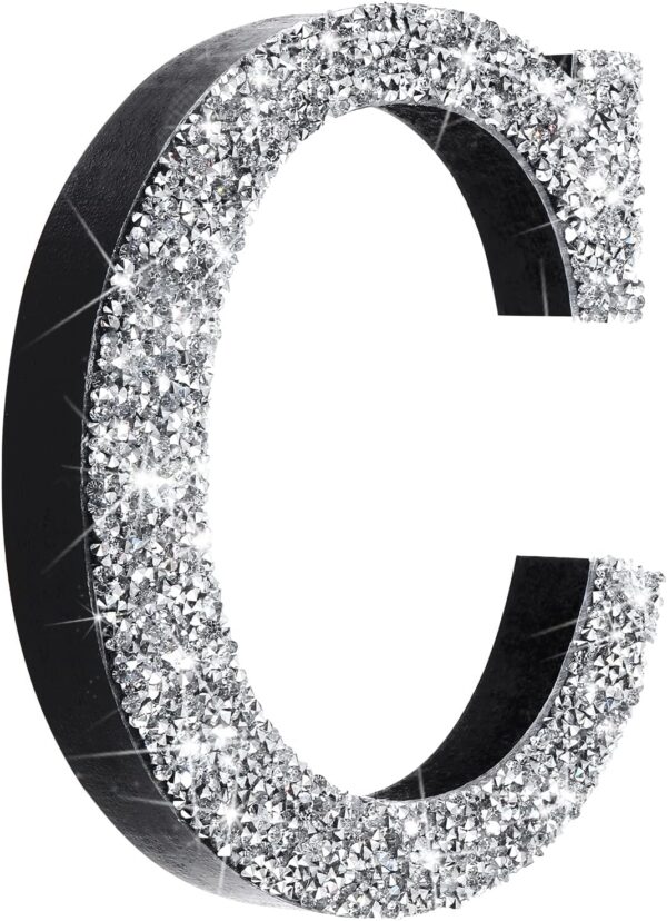 Qunclay 5.7 Inch Crystal Diamond Letters Shiny Letters Decor Hanging Letters with Screws and Hooks Rhinestone Diamond Decorations House Warming Gifts for Wall Bedroom Office Door(Letter C)