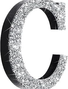 Qunclay 5.7 Inch Crystal Diamond Letters Shiny Letters Decor Hanging Letters with Screws and Hooks Rhinestone Diamond Decorations House Warming Gifts for Wall Bedroom Office Door(Letter C)