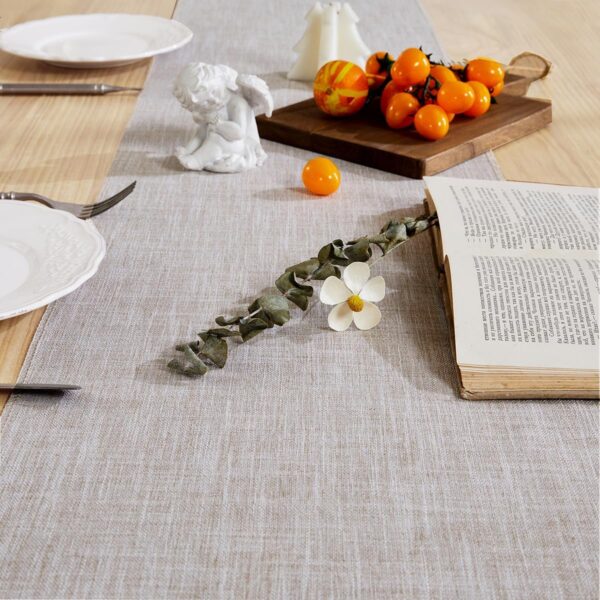 Linen Style Rustic Table Runner, Farmhouse Cotton Linen Table Runner, Boho Table Runners 72 Inches Long with Hand Tassels for Home Tabletop Decor and Everyday Use - Light Coffee, 72 Inch - Image 2