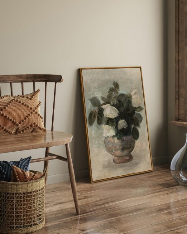 InSimSea Framed Canvas Prints Art Vintage Decor, Flowers in Vase Paintings Wall Art, Large Floral Pictures Wall Hanging Decor for Bedroom Bathroom, Office Living Room Wall Decoration, 24"x36" - Image 3
