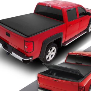 DNA MOTORING Truck Bed Soft Tri-Fold Adjustable Tonneau Cover Compatible with 20-22 Silverado/Sierra 2500HD 3500HD 6'9" Fleetside Bed, TTC-TRISOFT-085