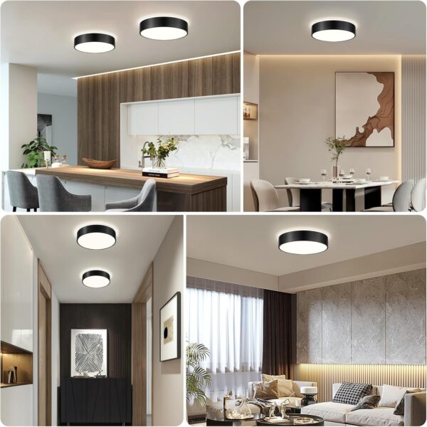 Dimmable Black Flush Mount Ceiling Light, Modern LED Close to Ceiling Lighting Fixtures with Lampshade, Minimalist Round LED Ceiling Lamp for Bedroom, Kitchen, Bathroom, Living Room-15.8IN - Image 4