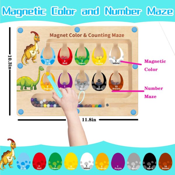 HONGID Dinosaur Toys,Magnetic Color and Number Maze, Montessori Toys for 2 3 4 5 Year Old,Learning Educational Sensory Toys for Toddlers and Kids Boys Girls,Christmas Stocking Stuffers for Kids - Image 3