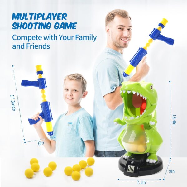 EagleStone Dinosaur Shooting Toys for Boys 5 6 7 8 9 Years Old, Electronic Kids Target Games w/ Air Pump Gun, LCD Score Record, Sound, 24 Foam Balls, Birthday Party Favor,Christmas Gifts for Toddlers - Image 3