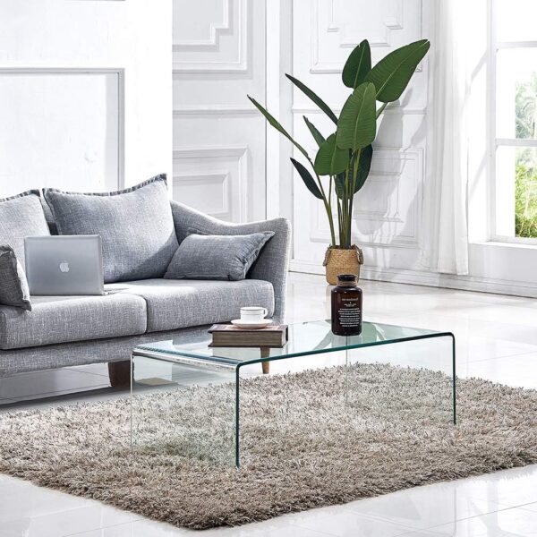 Premium Tempered Glass Coffee Table,Clear Coffee Table, Small Modern Coffee Table for Living Room,Match Well with Rug (39.4x19.7x13.8) - Image 4