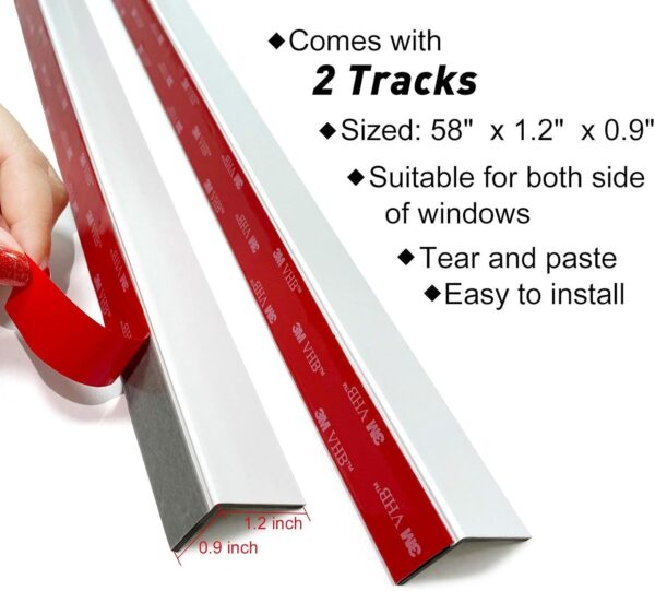 Keego 100% Blackout PVC Light Blocking Strips for Window Shades - Block Light Along The Sides of Blackout Blinds Great for Bedroom Nursery (White, 58.5", 2pcs) - Image 5