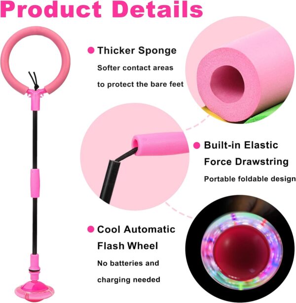 Skip Ball, Portable Foldable Colorful Flash Wheel Swing Ball, Kids Toys for Girls & Boys for Skip It, Sports Fitness Toys for Kids & Adults. Gifts for Mom Women & Girls Toys Age 5-10 Years - Image 4