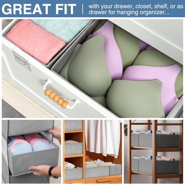 Criusia Drawer Organizer for Clothing, 12 Pack Sock Underwear Drawer Organizer Bins, Foldable Fabric Closet Organizers and Storage, Dresser Drawer Dividers for Baby Clothes, Bra, Scarves, Belt, Tie - Image 4