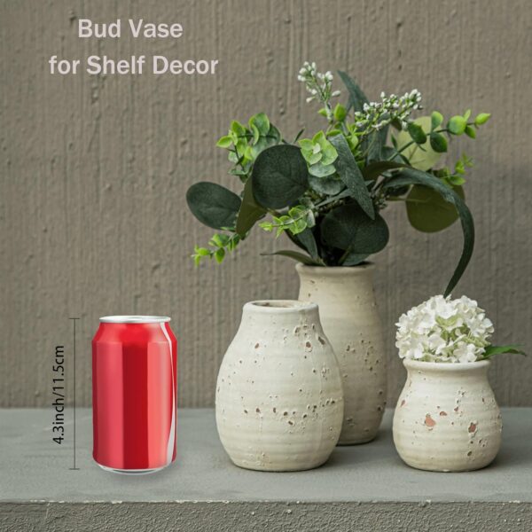 CwlwGO-Ceramic Rustic Bud Vase, Small Boho Vases Set for Country Home Decoration, Modern Farmhouse Decorations, Home Decorations for Living Room Table Decor, Mantle & Shelf Decor. - Image 2