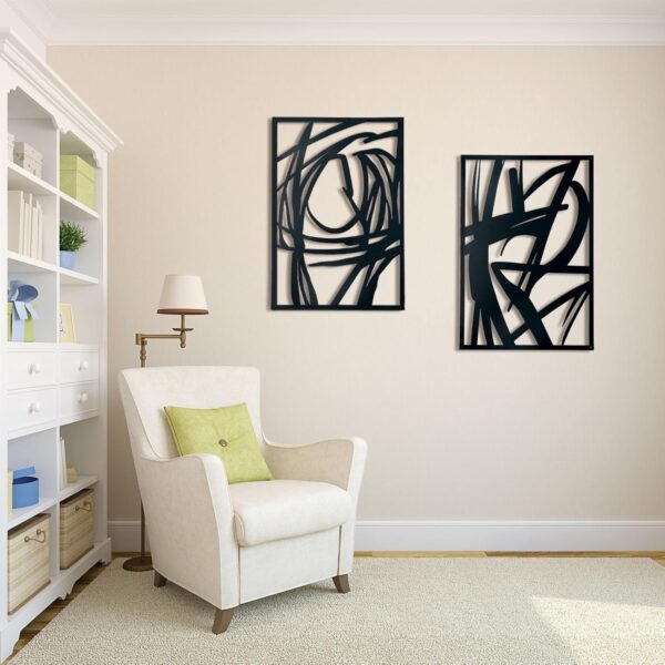 OYEFLY 4 Pack Abstract Metal Wall Art,Minimalist Art Decoration for Living Room Bedroom Bathroom Study (Black, 16 x 11inch) - Image 7