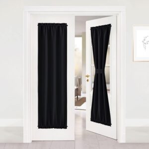 NICETOWN French Door Panel for Sidelights - Blackout Privacy Curtain Patio Door Thermal Insulated Drape and Door Blind for French Door Classroom Lockdown Shade (25W by 72L Inches, Black, 1 Panel)