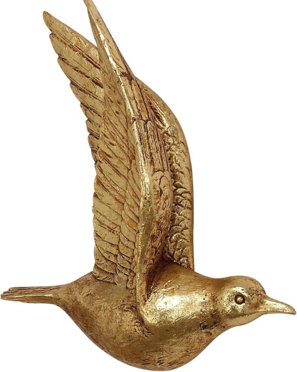 Deco 79 Polystone Bird Home Wall Decor Metallic 3D Sculpted Floating Wall Sculpture, Set of 3 Wall Art 10",10",10"H, Gold - Image 4
