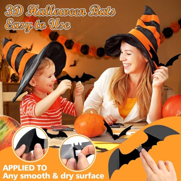 LUDILO Bats Halloween Decorations: Halloween Bats Wall Decor 100pcs Bats Wall Decals PVC 3D Wall Bats Scary Stickers Halloween Party Decorations Indoor Outdoor DIY Home Window Door Halloween Decor - Image 3
