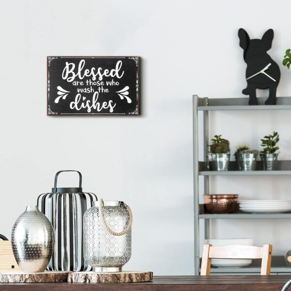 Jetec Wooden Farmhouse Kitchen Decor Black And White Modern Kitchen Wall Decoration Rustic Decorative Funny Tray Art For Shelf Home Cabinets Coffee Counter - Image 5