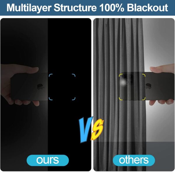 100% Blackout Curtains for Bedroom, Portable DIY Window Blinds, No Drill Window Shades & Blackout Blinds with Stickers & Tabs for Baby Nursery, Travel, Dorm Room (118" x 57") - Image 4
